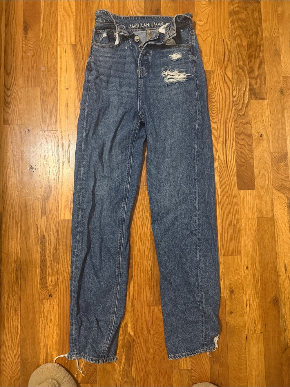 American Eagle Outfitters High-Rise Distressed Blue Jeans